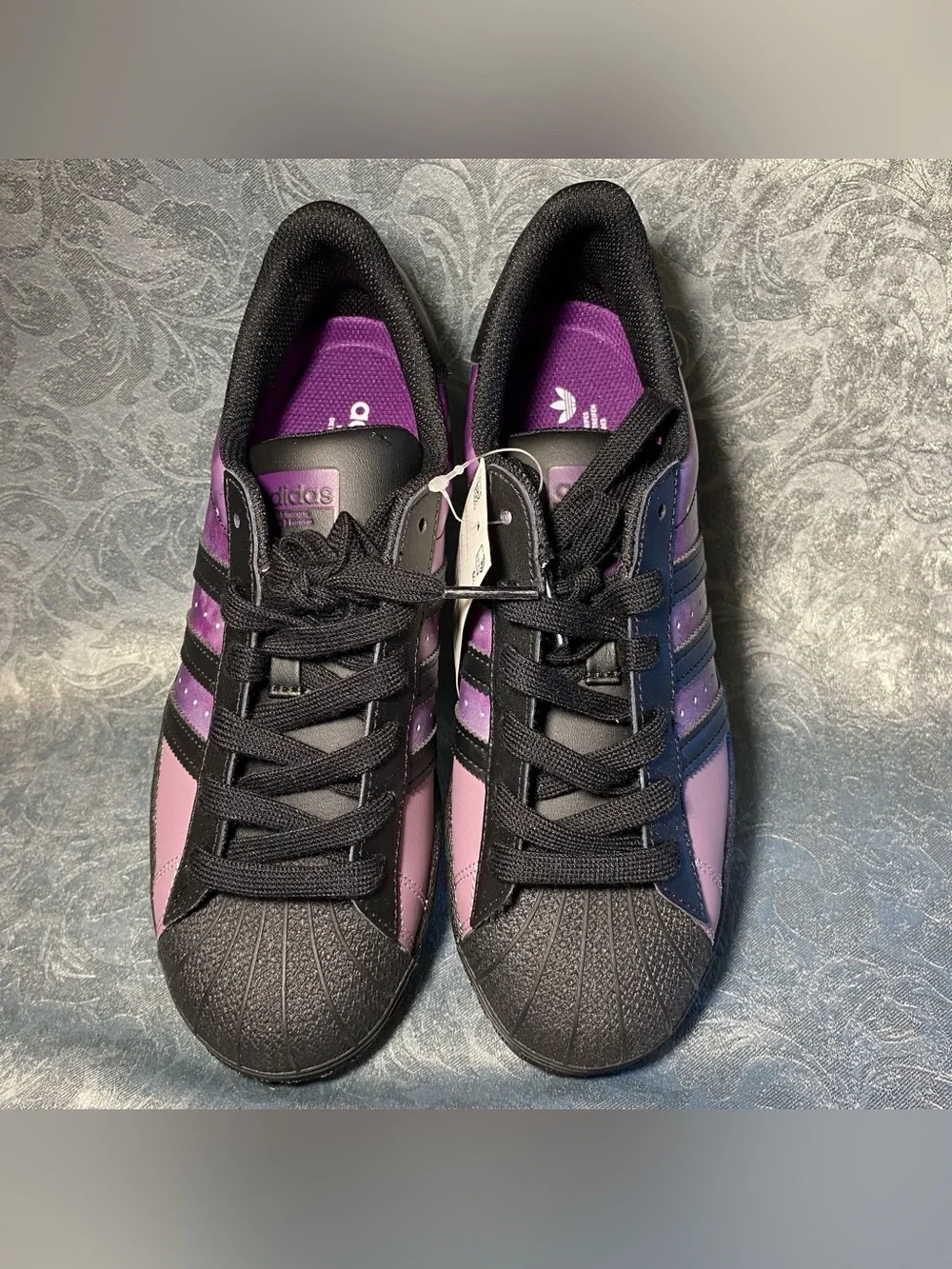Rare ADIDAS Superstar J Galactic Galaxy Purple Sneakers - Youth 6, Women 7.5 NWT